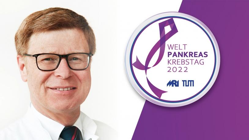 Prof. Dr. Helmut Friessneben dem Logo des Weltpankreas-Tages Prof. Dr. Helmut Friessneben dem Logo des Weltpankreas-Tages